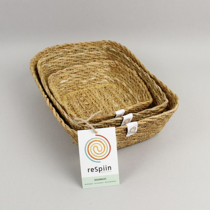 Seagrass Rectangular Basket Set - Natural