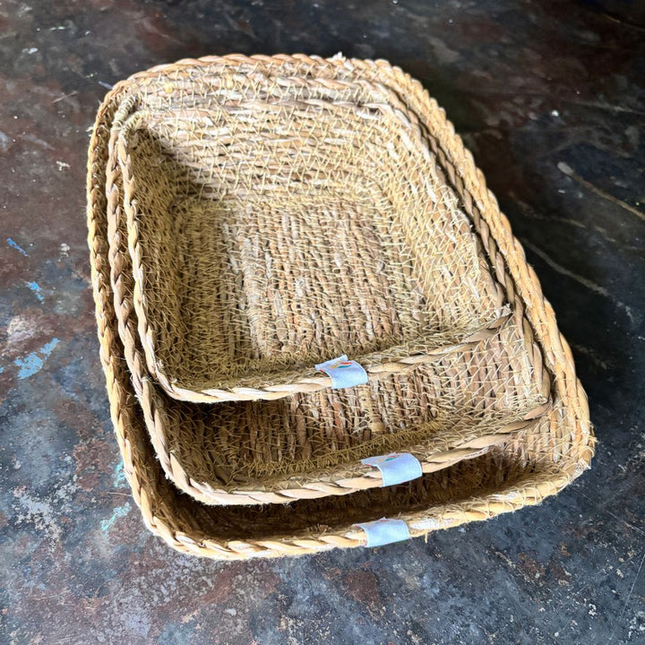 Seagrass Rectangular Basket Set - Natural