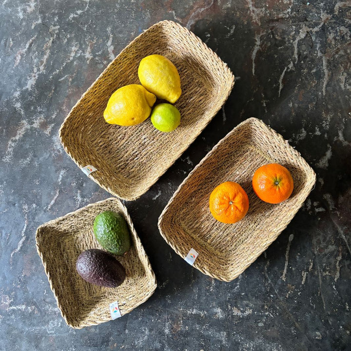 Seagrass Rectangular Basket Set - Natural