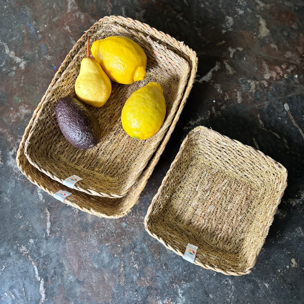 Seagrass Rectangular Basket Set - Natural