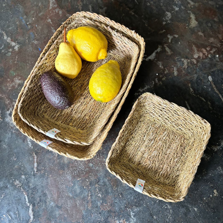 Seagrass Rectangular Basket Set - Natural