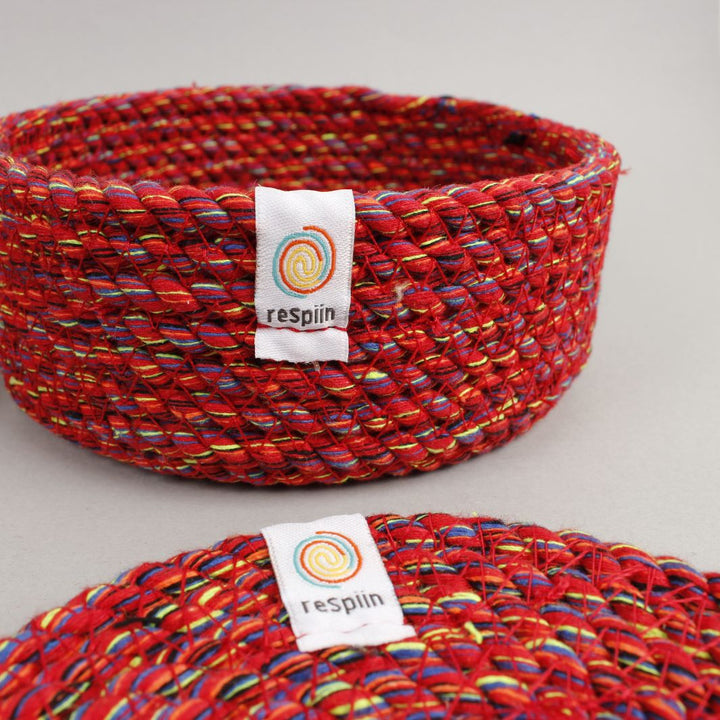 Recycled Cotton Coasters with Holder - Set of 6 – Multicoloured