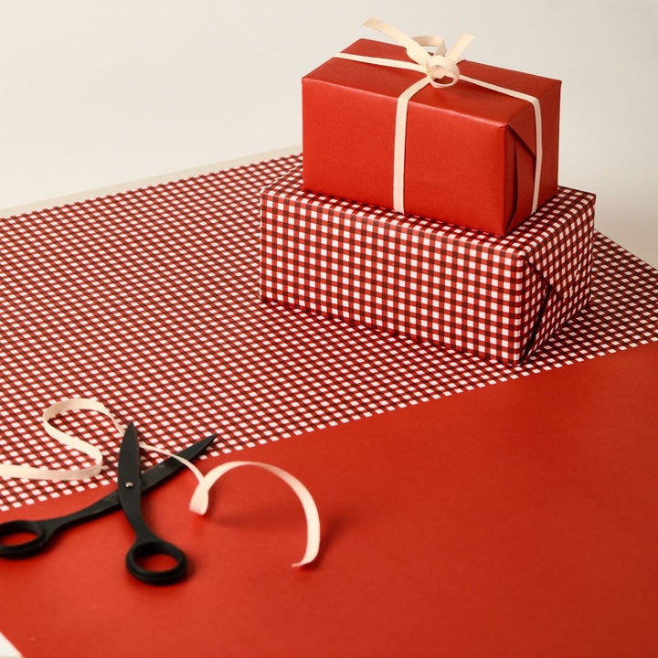 Red Gingham Recycled Gift Wrap