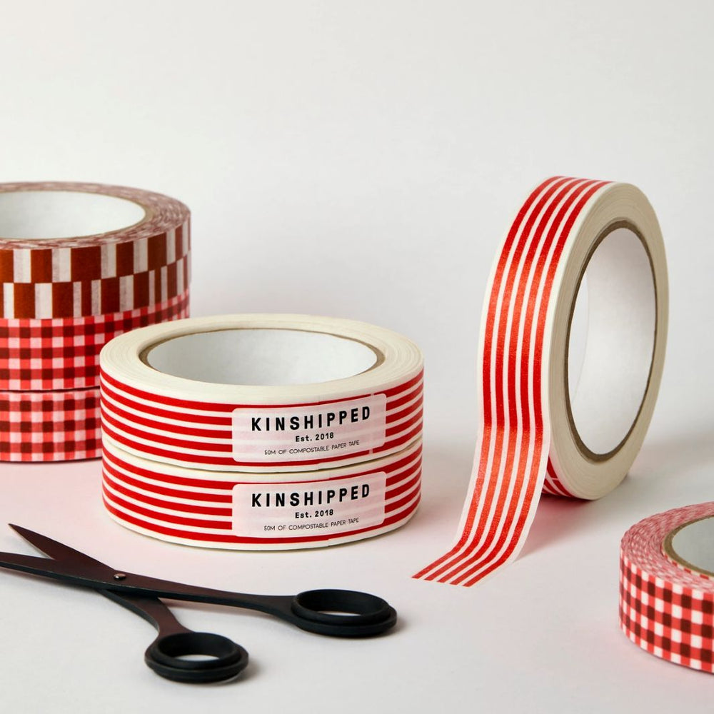 Red Horizontal Line Paper Tape  - 50m