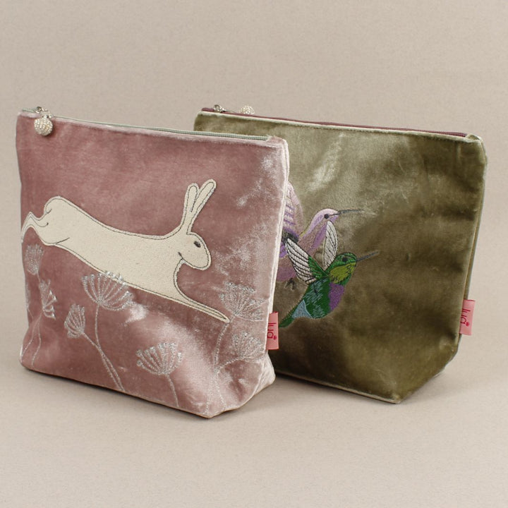 Velvet Embroidered Cosmetic Bag