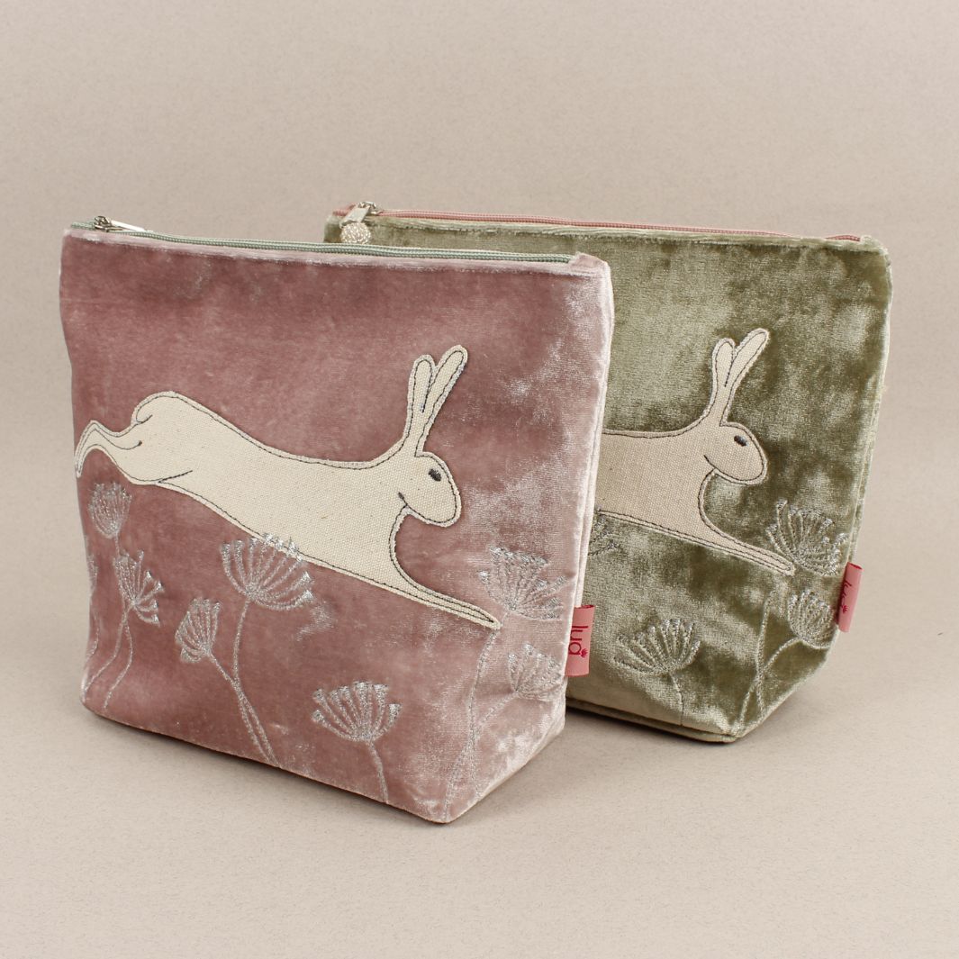 Velvet Embroidered Cosmetic Bag