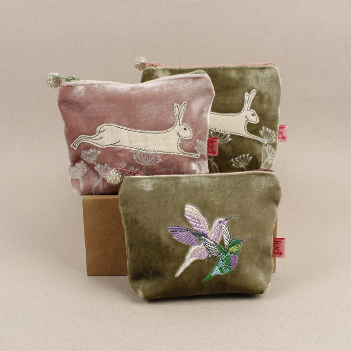 Velvet Embroidered Mini Purse