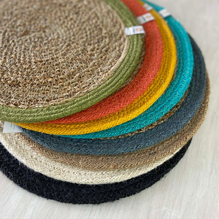 *NQP* Seagrass & Jute Tablemat - Natural/Orange
