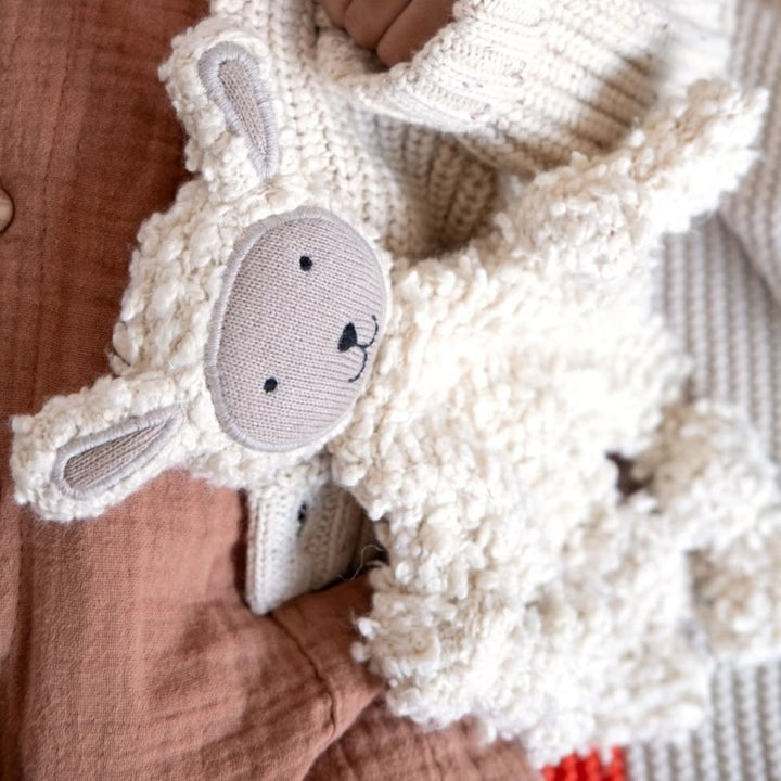 Knitted Sheep Baby Comforter