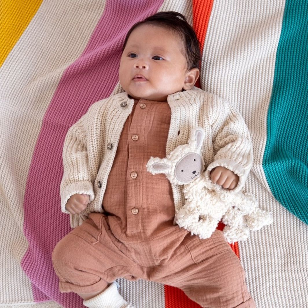 Knitted Sheep Baby Comforter