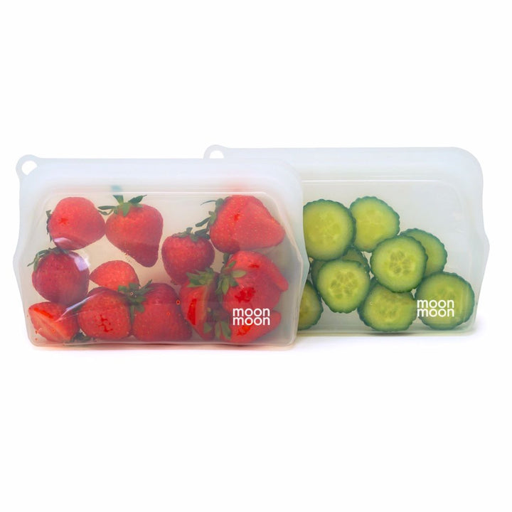 Reusable Silicone Food Bags – Slim 330ml (Set of 2, Clear)