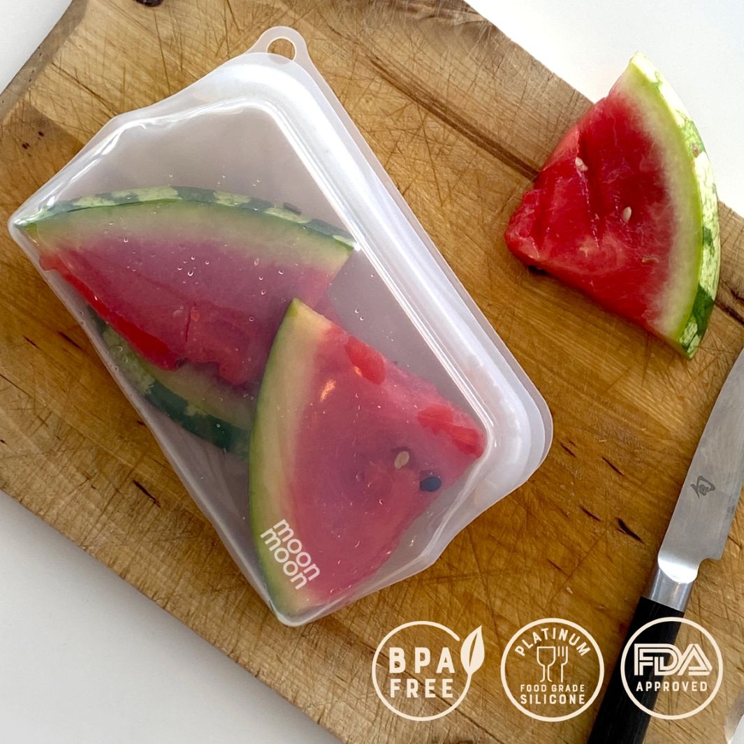 Reusable Silicone Food Bags – Slim 330ml (Set of 2, Clear)
