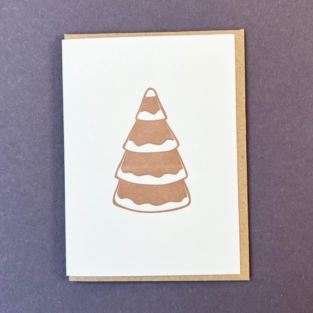 Gingerbread Note Design Gingerbread Tree Notecard – Green Tulip