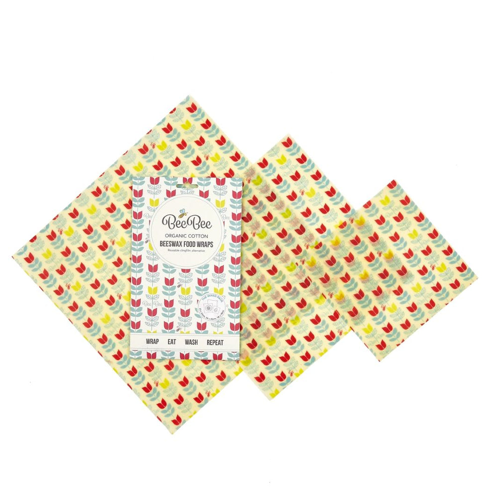 Beeswax Food Wraps – Tulip Print (Set of 3)