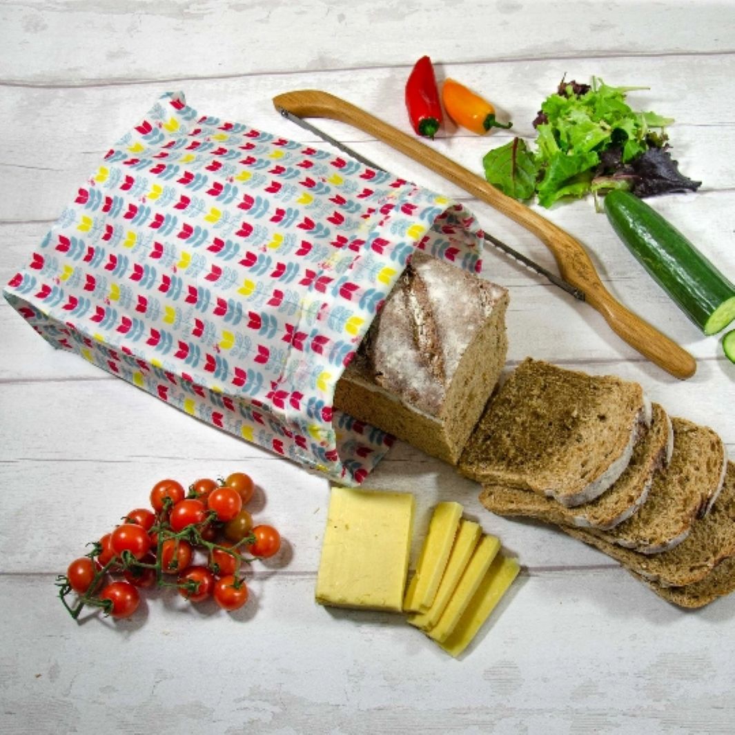 Beeswax Reusable Bread Bag - Tulip Print