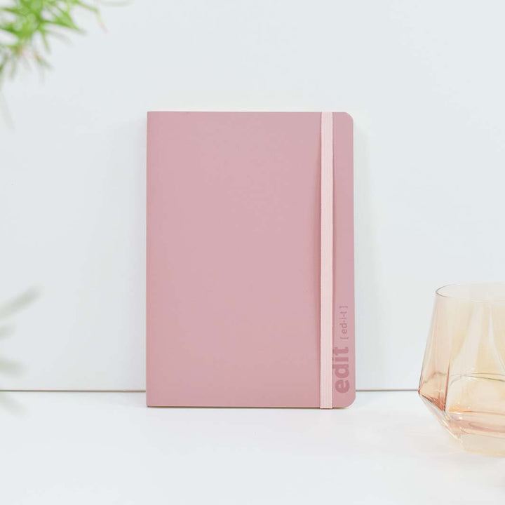 A5 Recycled Leather 'Edit' Notebook - Powder Pink