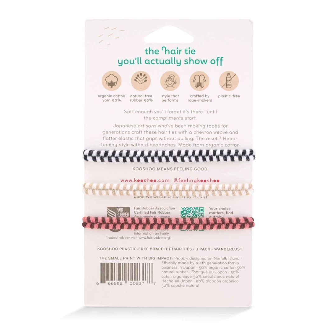KOOSHOO Bracelet Hair Ties – Organic Cotton Chevron Weave