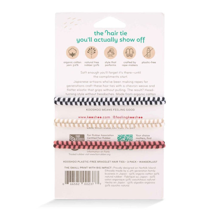 KOOSHOO Bracelet Hair Ties – Organic Cotton Chevron Weave