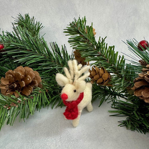 Mini Felt White Reindeer