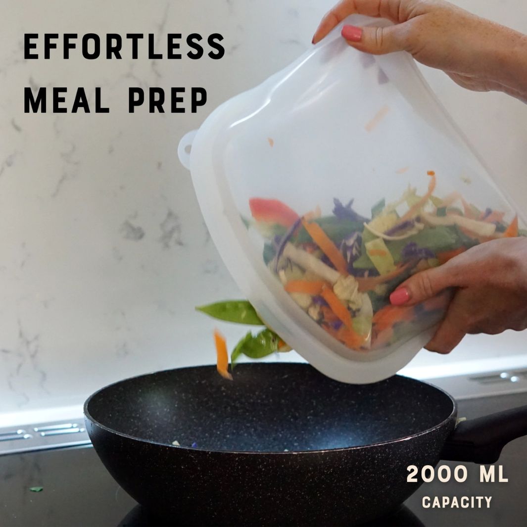 Reusable Silicone Food Bags – XL 2000ml (Set of 2, Clear)