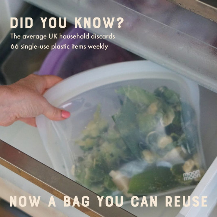Reusable Silicone Food Bags – XL 2000ml (Set of 2, Clear)