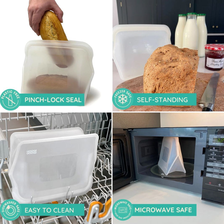 Reusable Silicone Food Bags – XL Stand-Up 1500ml (Set of 2, Clear)