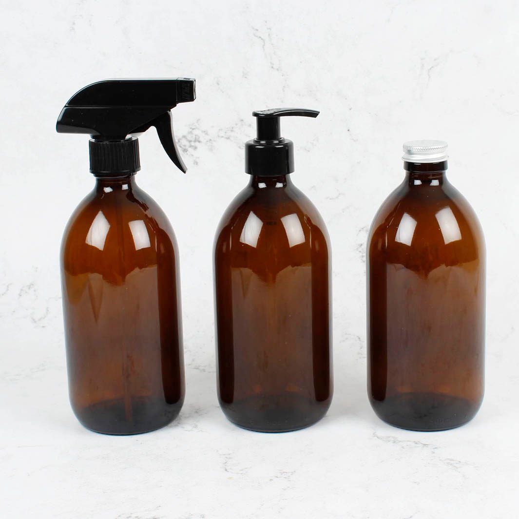 Amber Glass Bottles - 500ml - Green Tulip