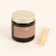 Amber Glass Jar Soy Wax Candle - Rosewood & Clementine