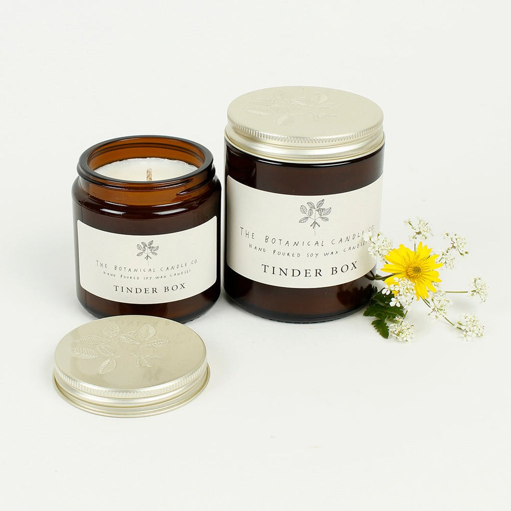 Amber Glass Jar Soy Wax Tinder Box