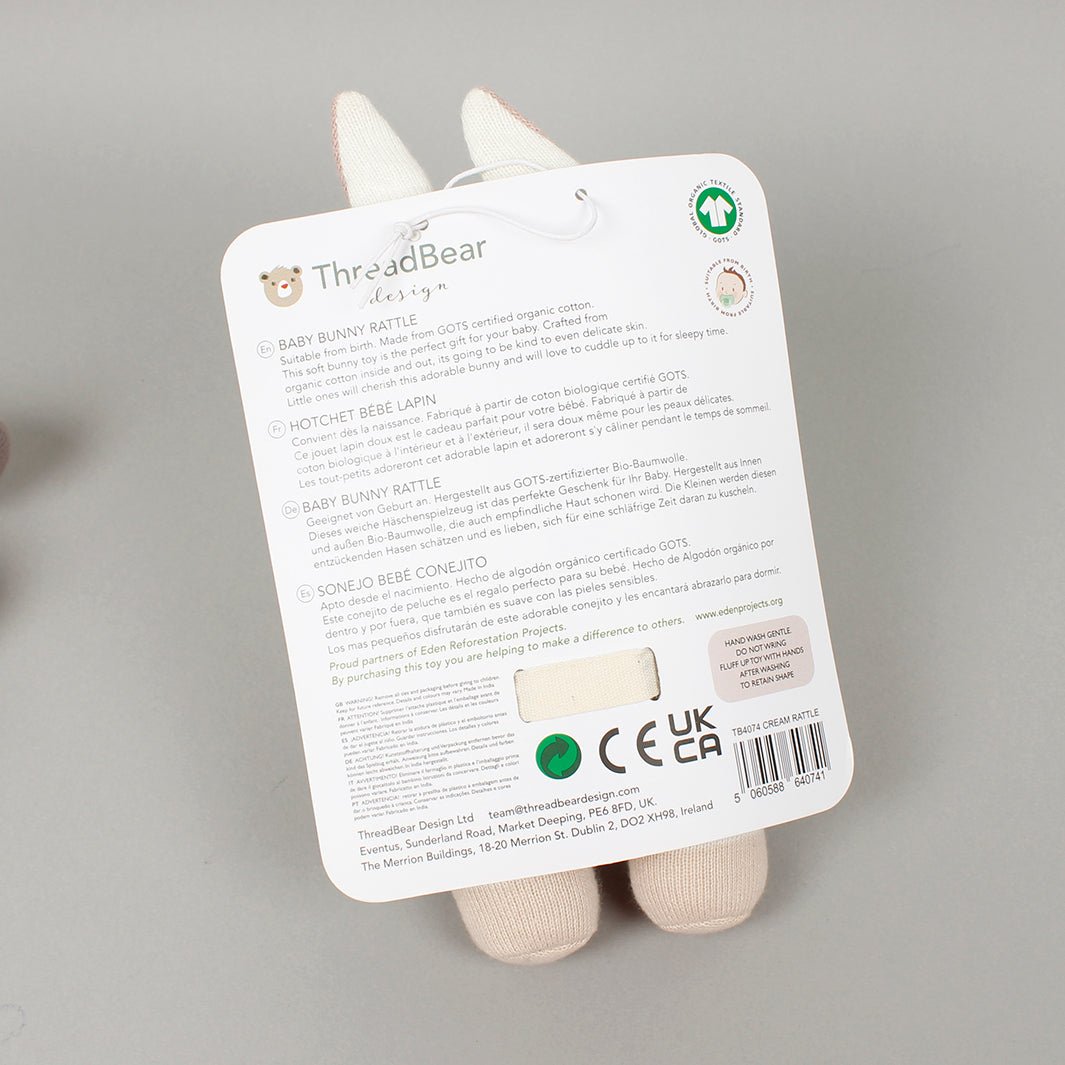 Baby Threads Bunny Rattle - Green Tulip