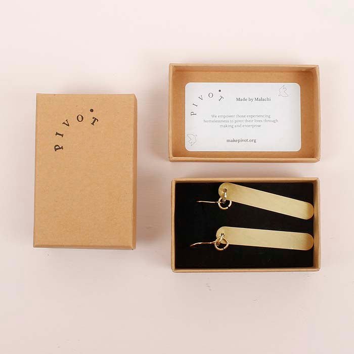 Carp Brass Earrings - Green Tulip