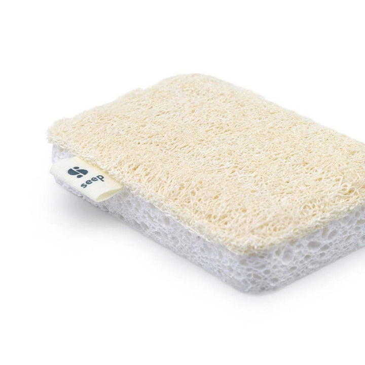Compostable Sponge with Loofah Scourer - Green Tulip