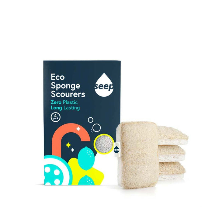Compostable Sponge with Loofah Scourer - Green Tulip