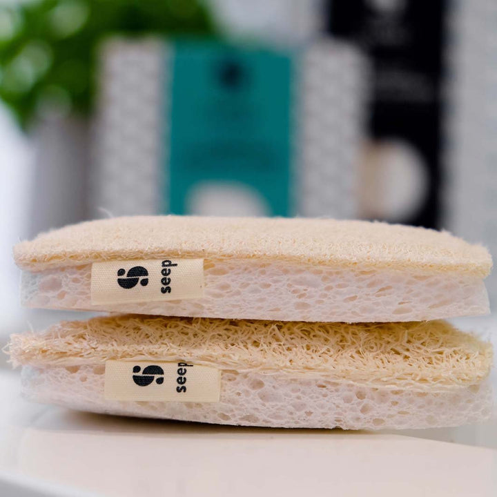 Compostable Sponge with Loofah Scourer - Green Tulip
