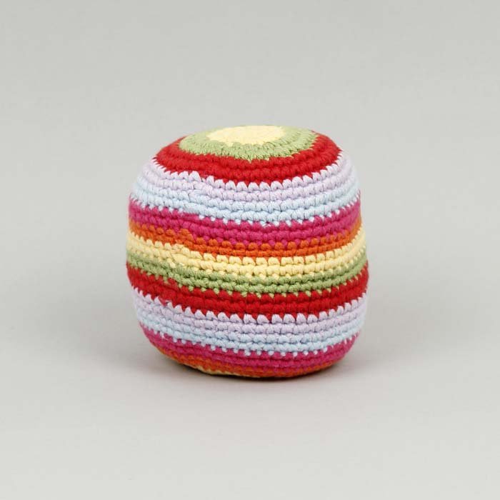 Crochet Ball Rattle - Multi Stripe - Green Tulip