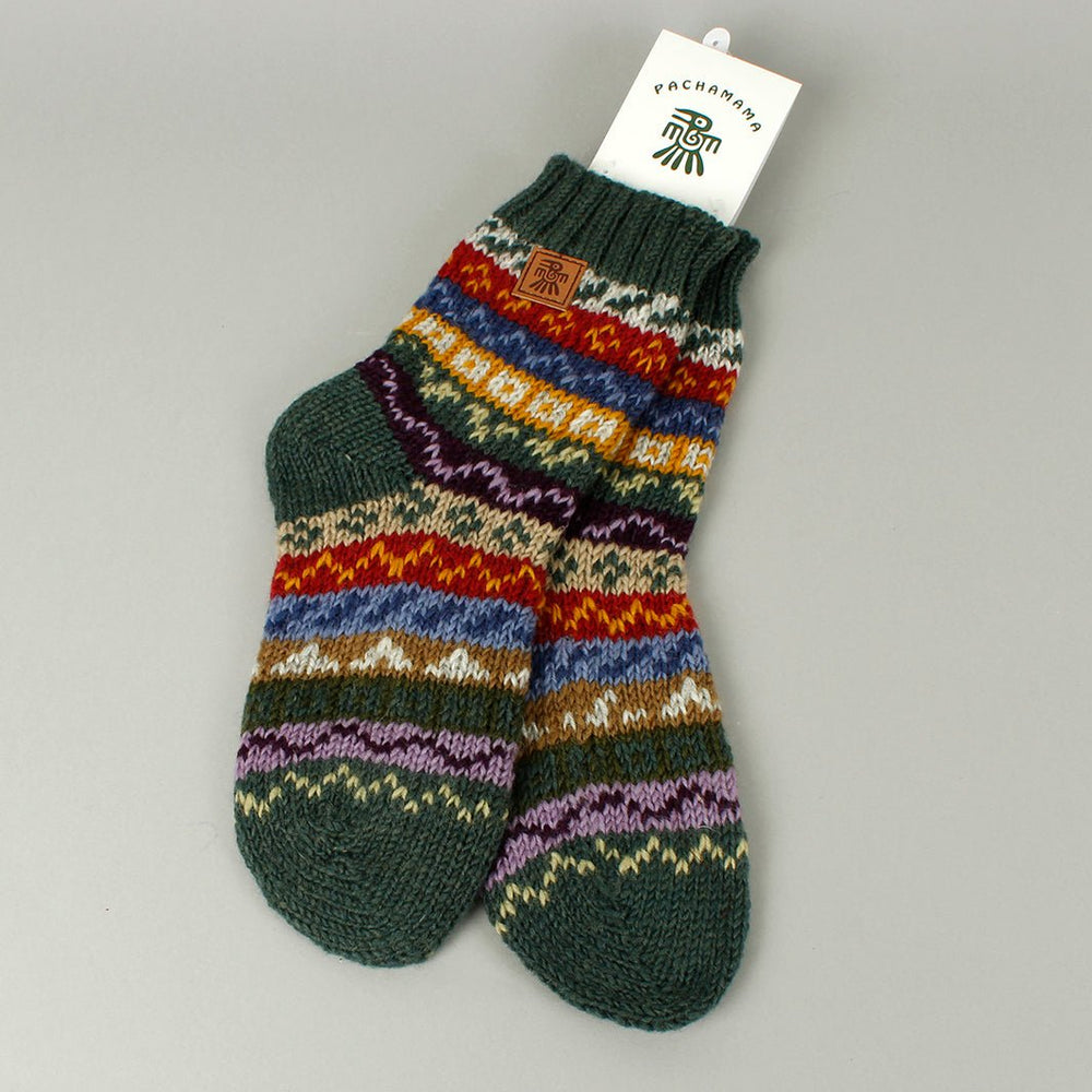 Elveden Stripe Knitted Socks - Shoe Size 4-8 - Green Tulip
