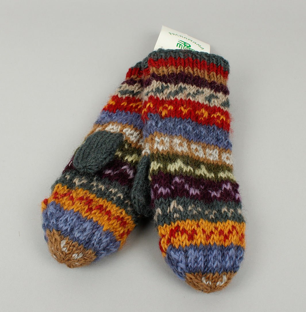 Elveden Stripe Lined Mittens - Green Tulip