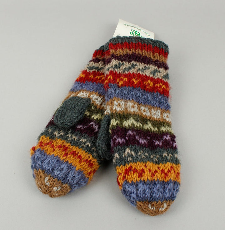 Elveden Stripe Lined Mittens - Green Tulip