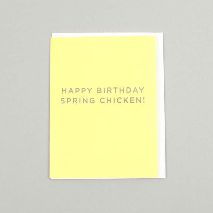 Happy Birthday Spring Chicken Card - Green Tulip