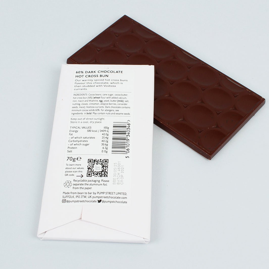 Hot Cross Bun 60% Dark Chocolate Bar - Green Tulip