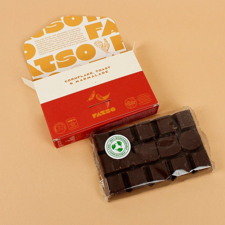 Morn'n Glory 60% Dark Chocolate Bar - Cornflake, Toast & Marmalade - Green Tulip