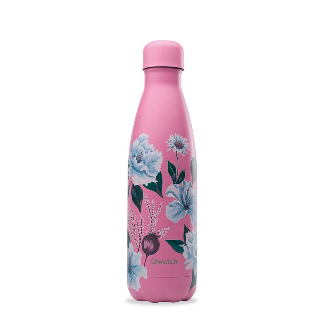 *NQP* 500ml Insulated Stainless Steel Bottle - The Bouquet Collection - Bouquet Hibiscus - Green Tulip