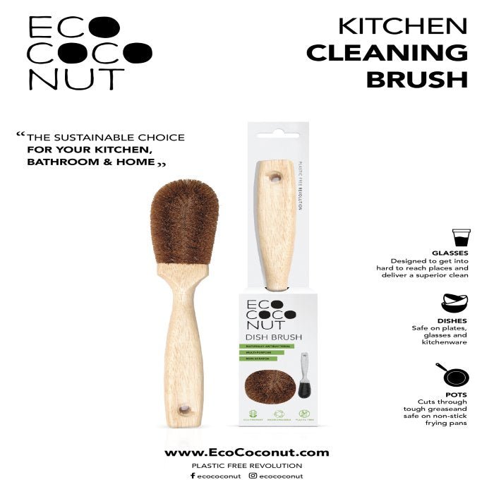 *NQP* Coconut Fibre Kitchen Dish Brush - Green Tulip