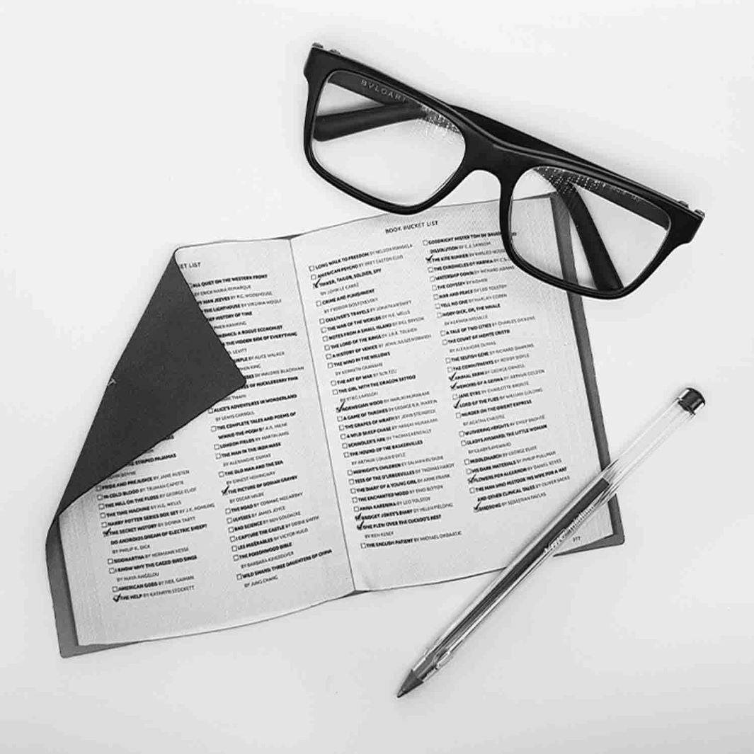 Book Bucket List Microfibre Glasses Cleaning Cloth