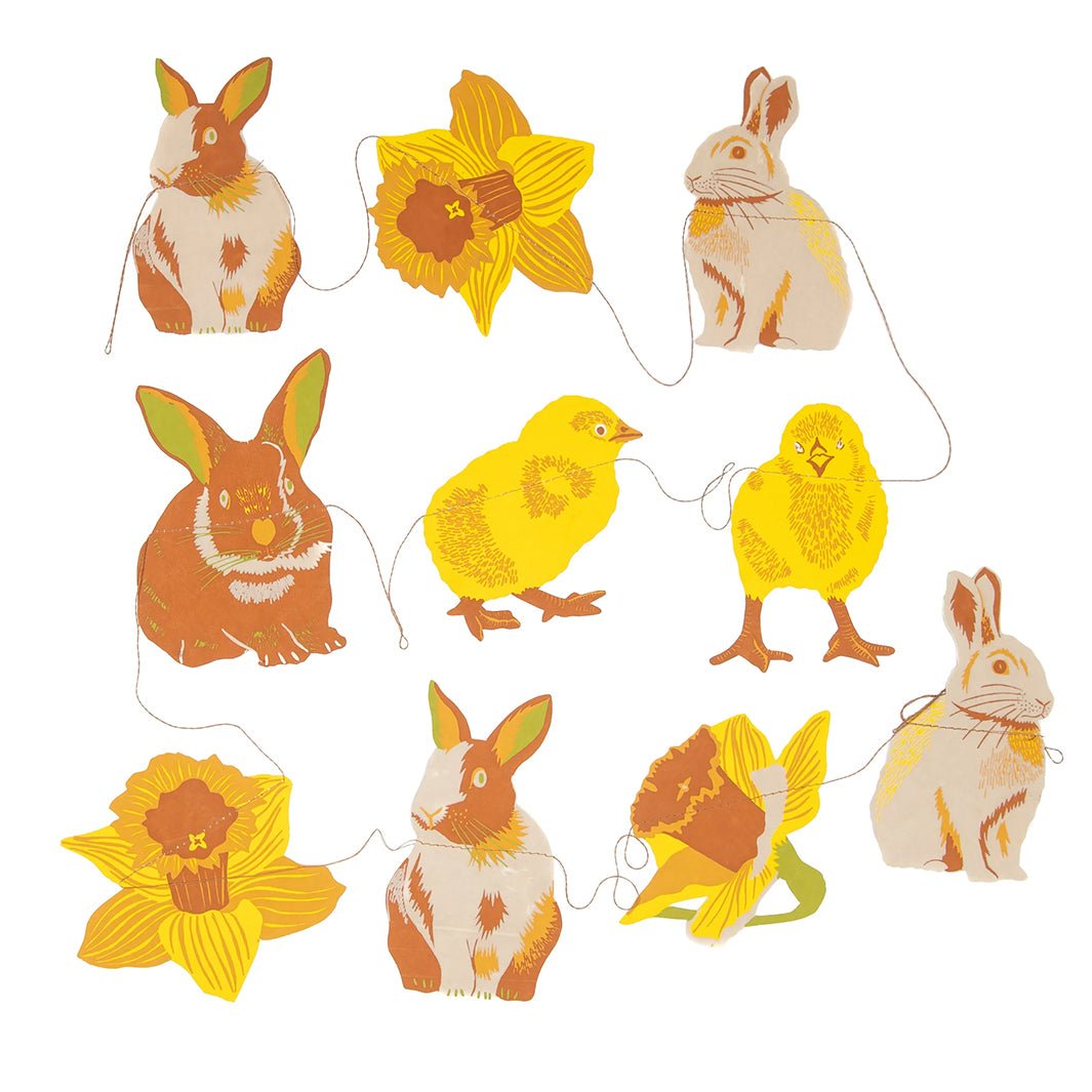 Rabbit & Chick Paper Garland - Green Tulip