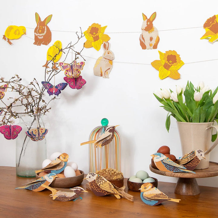 Rabbit & Chick Paper Garland - Green Tulip