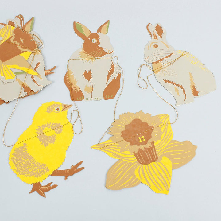 Rabbit & Chick Paper Garland - Green Tulip