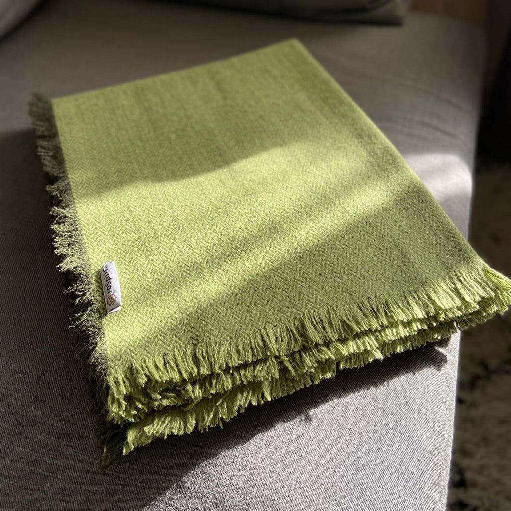 Recycled Wool Throw 130cm x 170cm Fern
