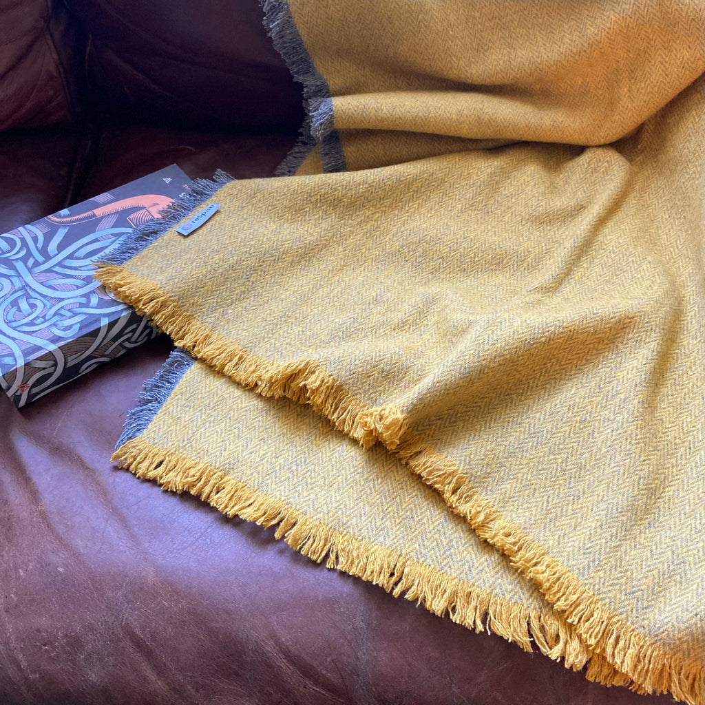 Recycled Wool Throw 130cm x 170cm Saffron