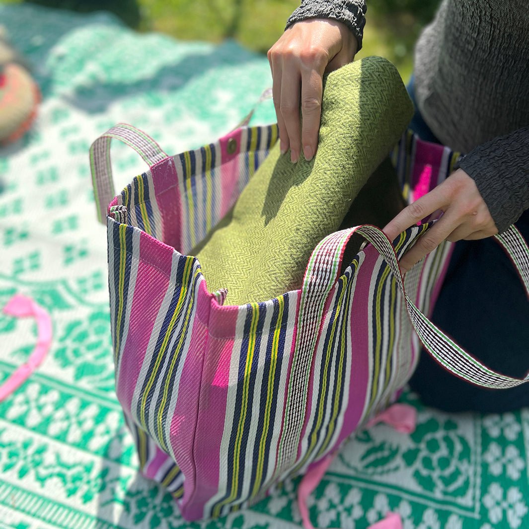 ReSpiin Recycled Woven Tote Bag Recycled Tote Bag Green Tulip